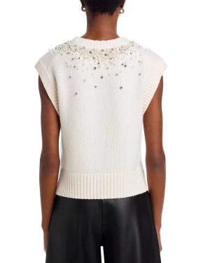 Candra Wool-Blend Sweater Vest Ivory