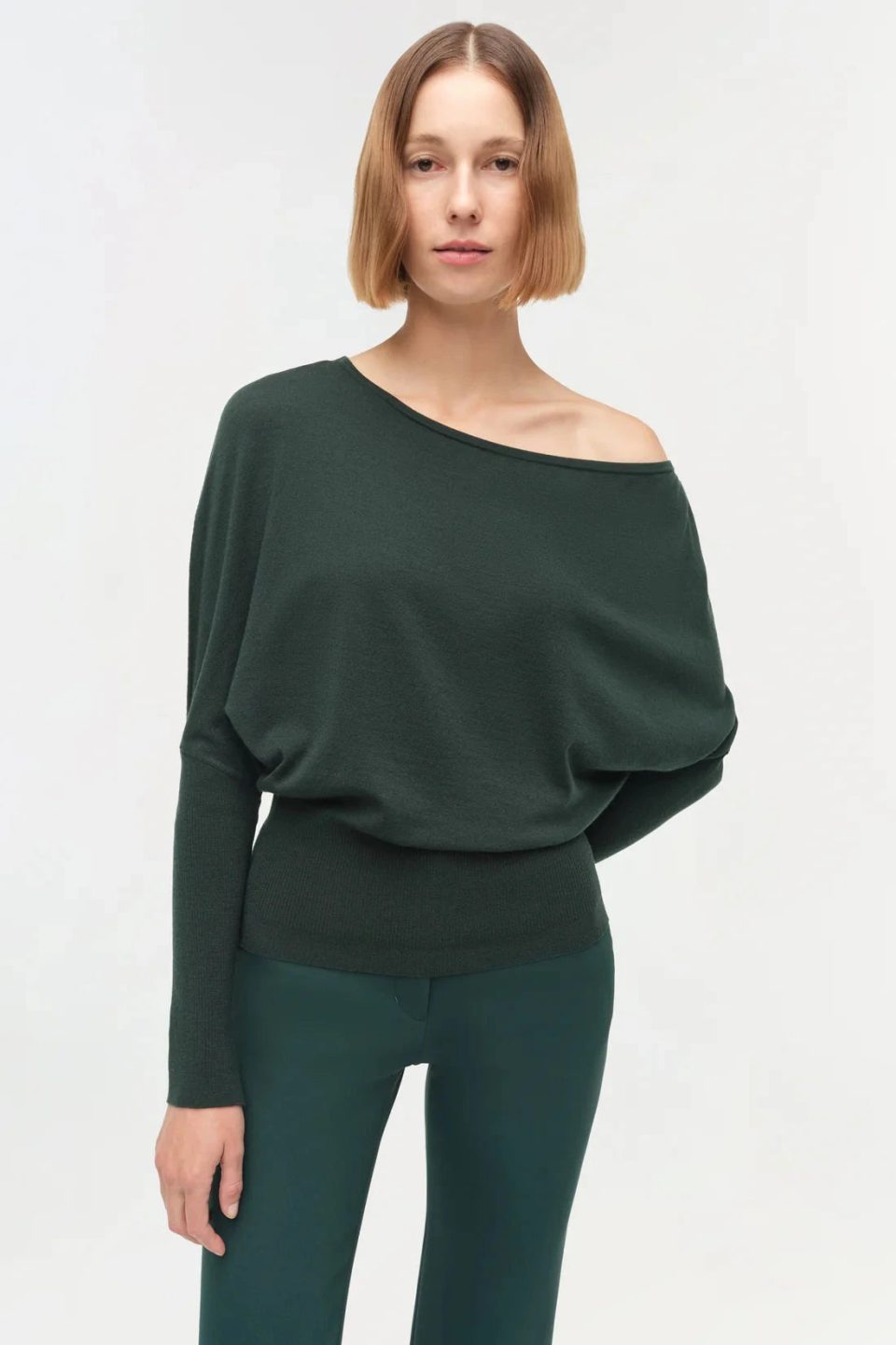 Lavina Off Shoulder Sweater Emerald