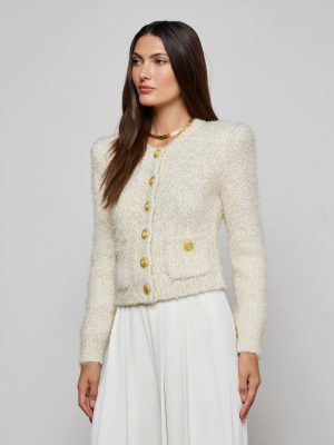 Una Knit Cardigan Ivory/Gold Lurex Multi