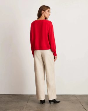 Audrey Cashmere V-Neck Sweater Scarlet
