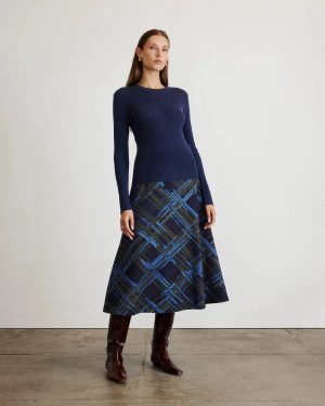 Crew Neck Kayden Knit Top Melange Navy