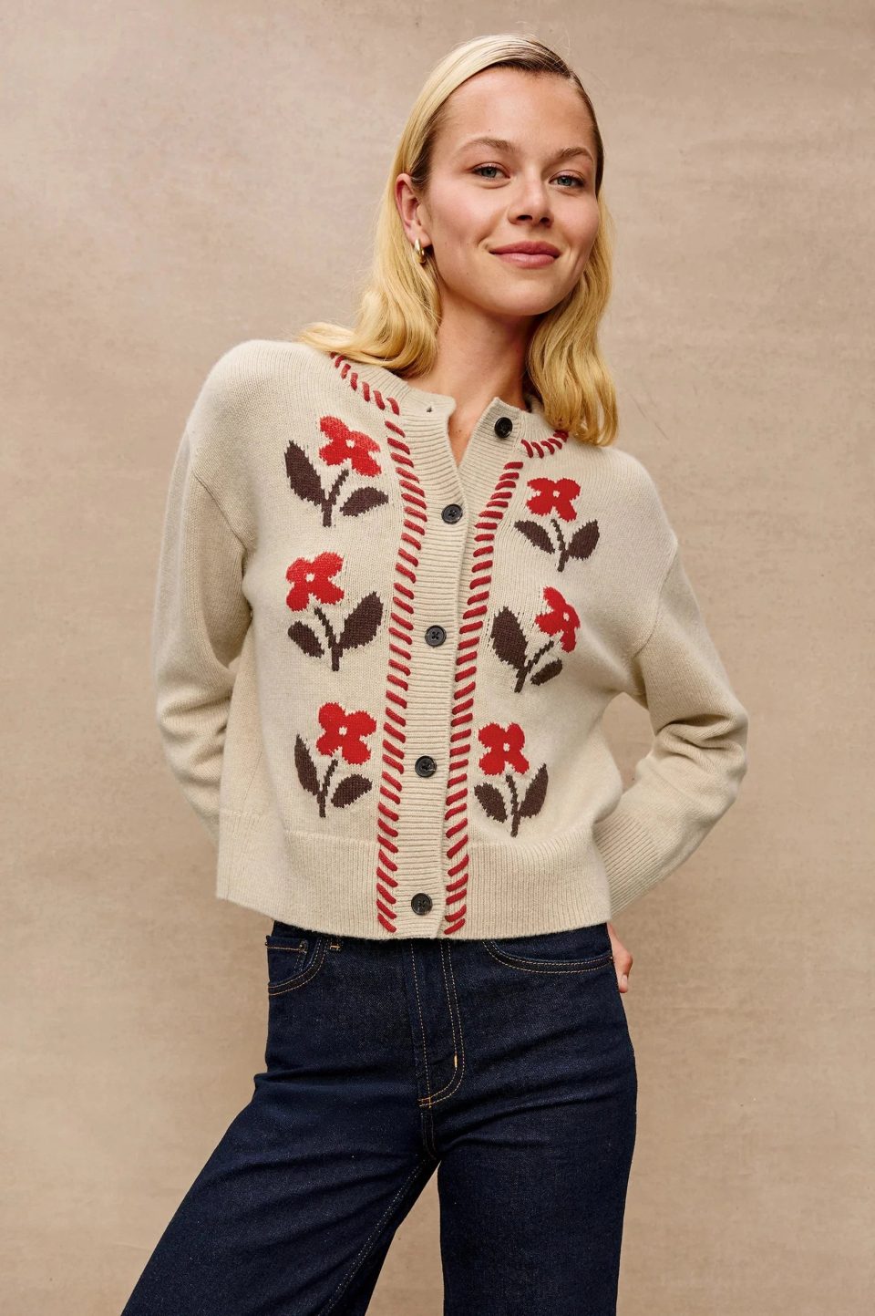 Mavie Cardigan Carmine Floral