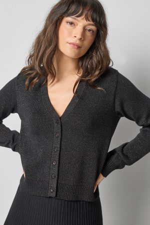 V-Neck Sparkle Cardigan Black